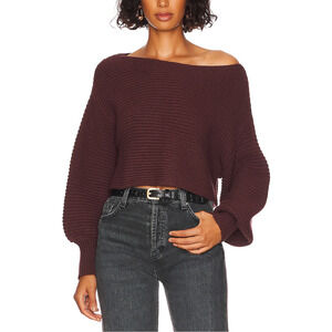 Lovers + Friends Brown Rayon Camille Off Shoulder Sweater Size S